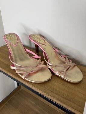 Lilly Pulitzer Gold and Pink Strappy Women’s Heel Sandals